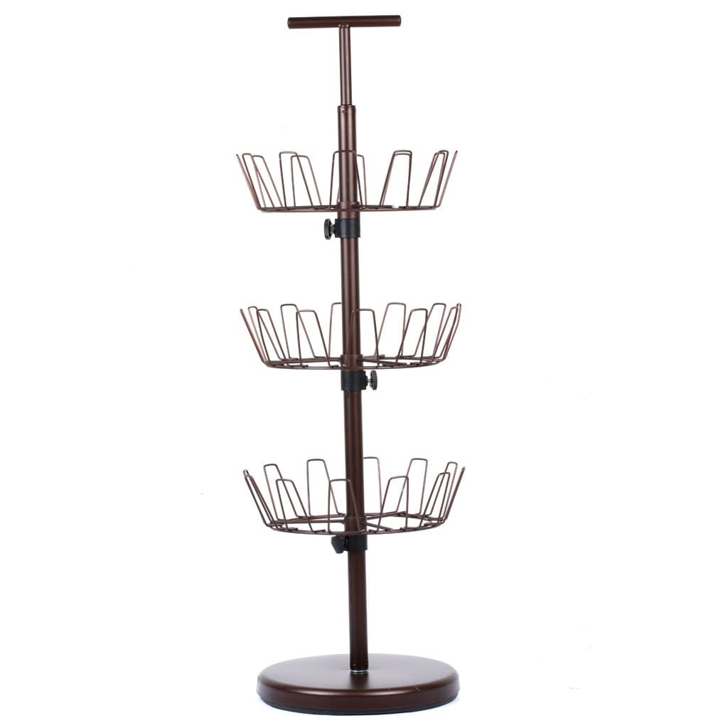 3-Tier Revolving Shoe Organizer Rack Shoe Tree, Holds 18 Pairs, Bronze