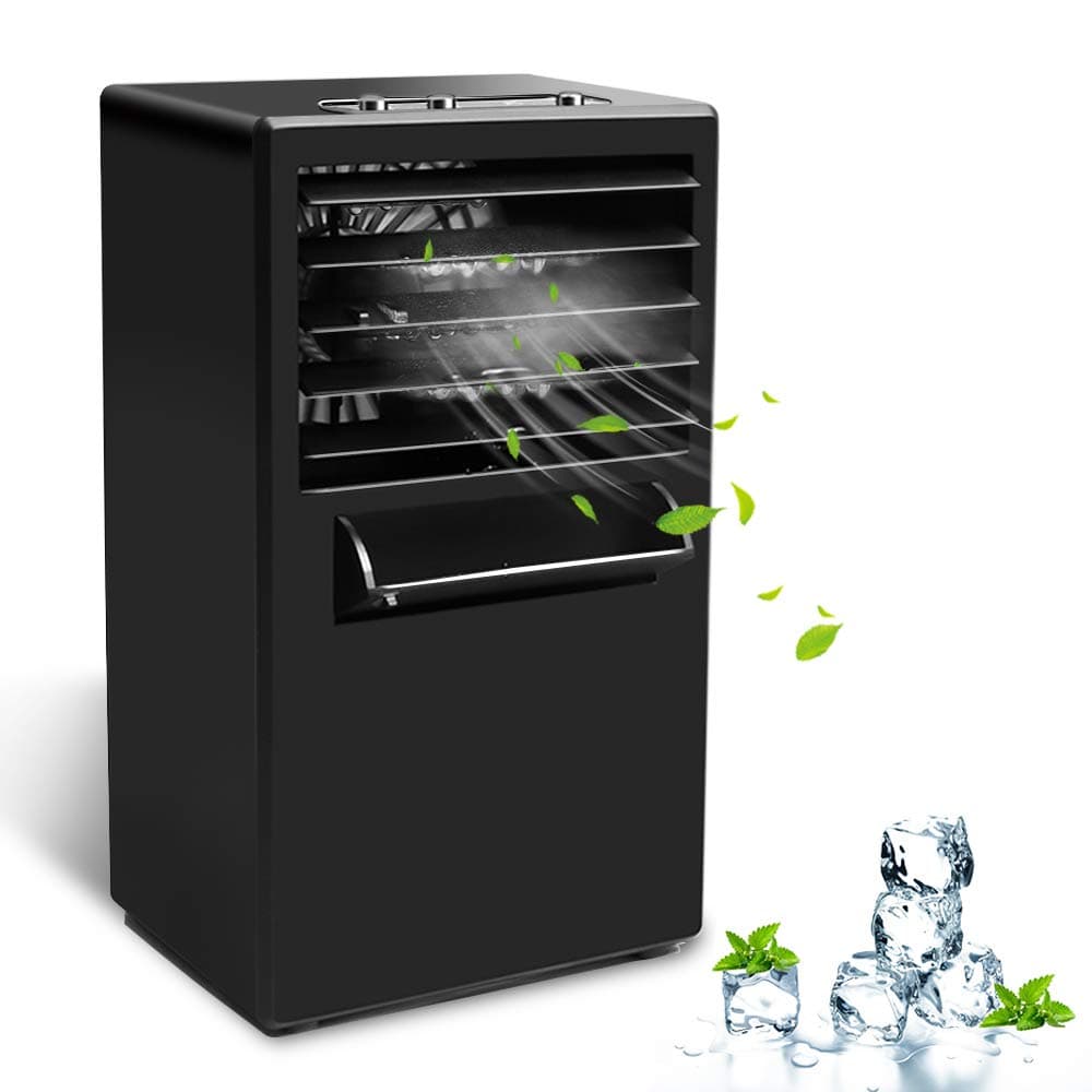 Portable Air Conditioner Fan, Small Personal Desk Fan, Quiet Air Cooler Misting Fan, Mini Table Fan Evaporative Circulator Humidifier for Outdoor, Room, Camping, Office, Travel, 3 Speeds