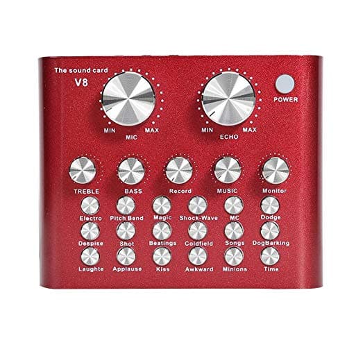 Widewing V8 Sound Card Audio Stereo Headset Microphone Webcast Streamer Live Sound Card (Red)