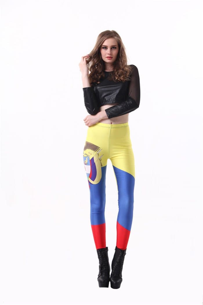 Jungbei Women's Legging Flag of Colombia Digital Printing World Cup Punk Pants