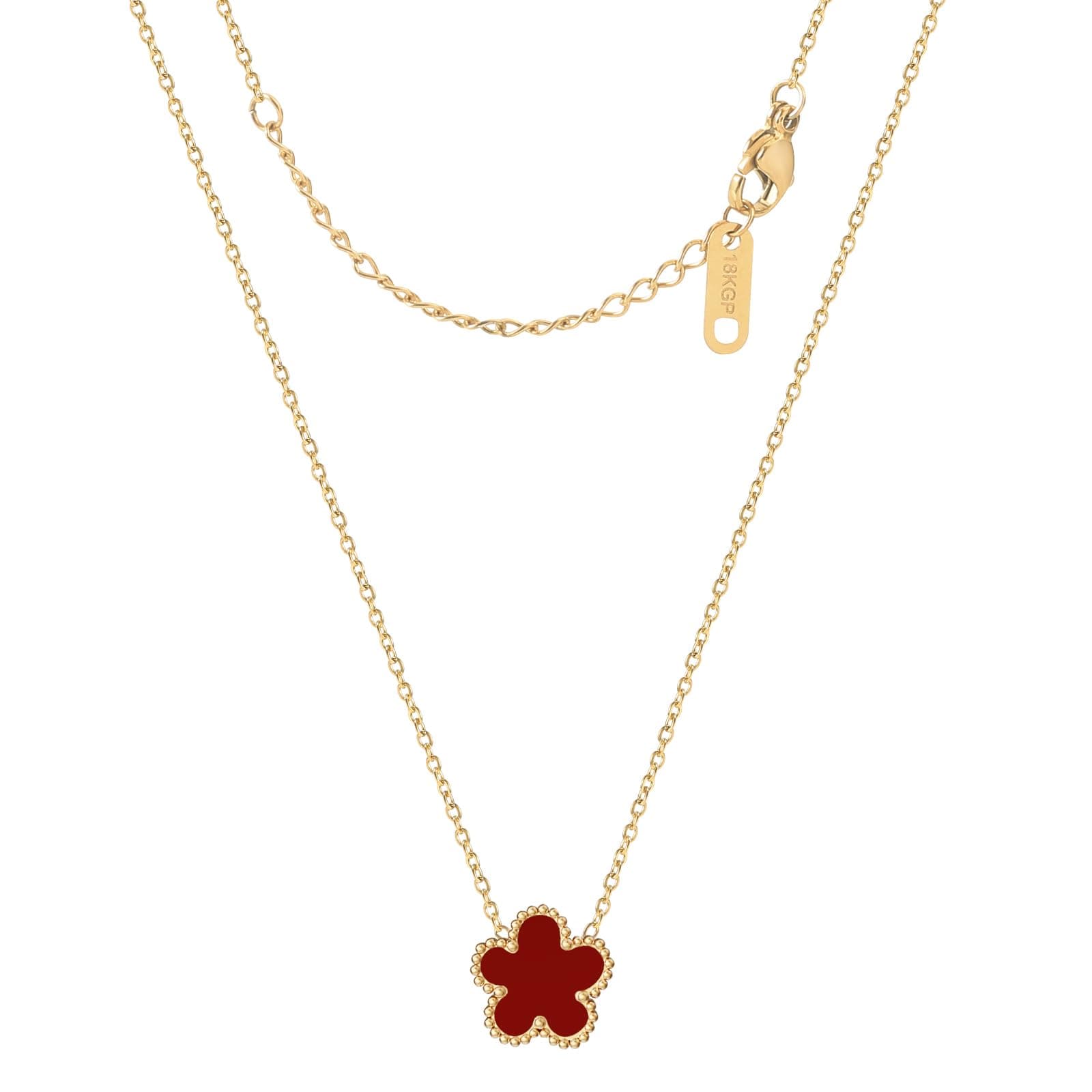 for Double Sided Fritillaria Lucky Four Leaf Clover Necklace 18K Gold Plated Simple Fashionable Necklace for Women