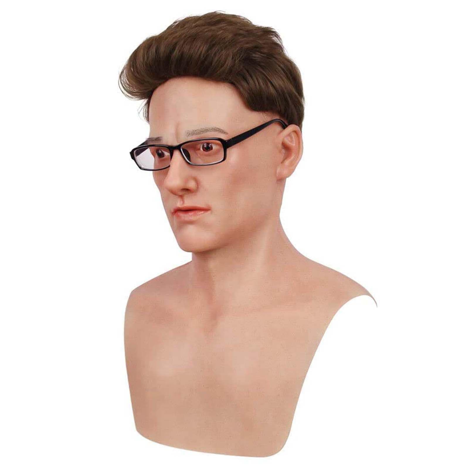 Realistic Silicone Mask for Men Halloween Young Male Full Head Face Mask for Crossdersser Cosplay