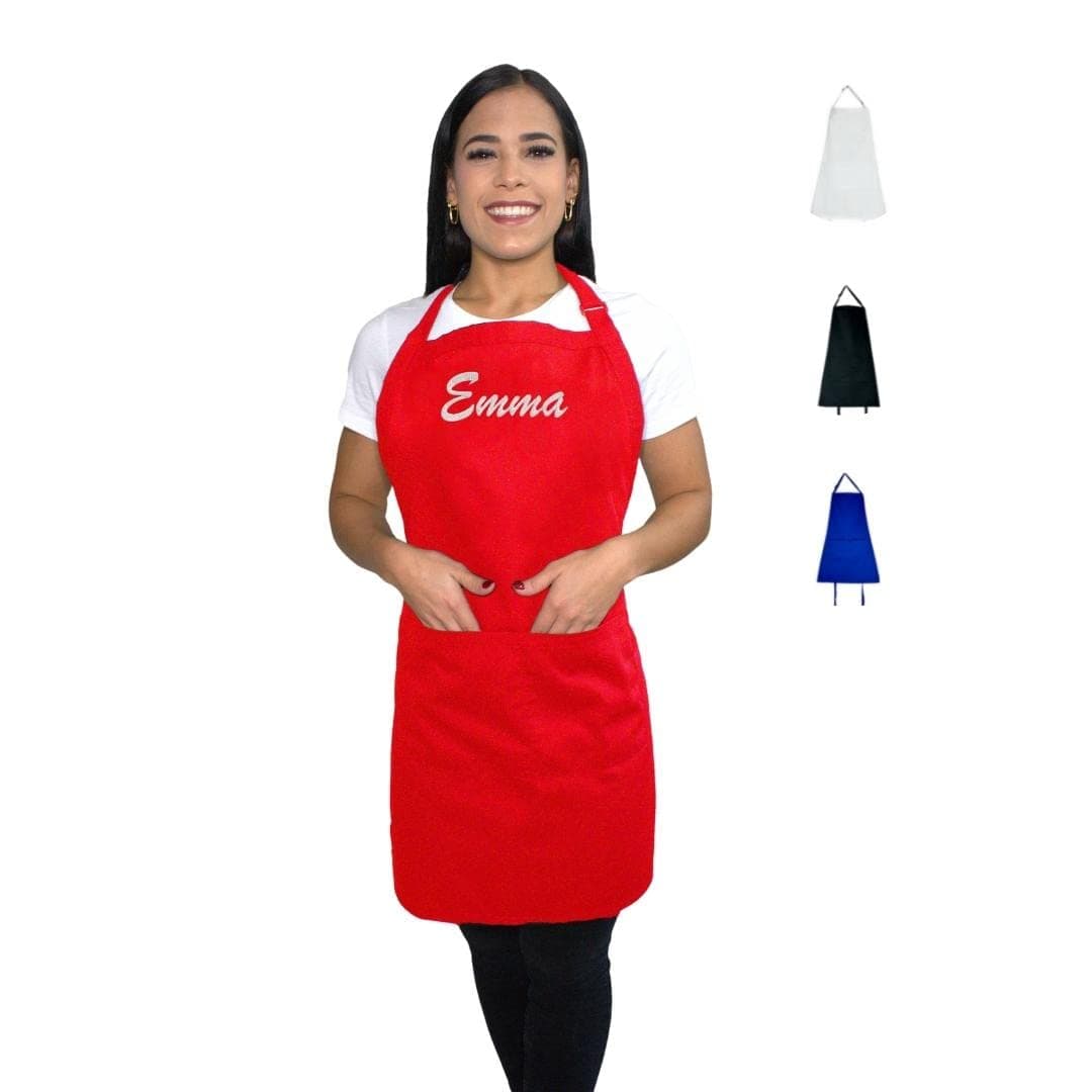 Personalized Apron for Men & Women | Add Your Name Text | Custom Embroidered Apron with Adjustable Bib & Large Front Pockets