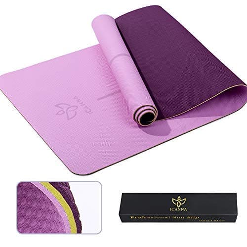 ICANNA Pro Non Slip Yoga Mat with Alignment Lines - 73" Extra Long Extra Thick with Strap, eco Friendly TPE Materials,1/4 inch Thick Pilates mat for Tall Men & Women
