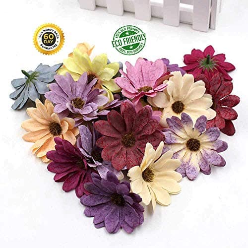 fake flowers heads Bulk Silk Retro Daisy Artificial Flower Head Wedding Decoration DIY Wreath Scrapbook Craft Fake Flowers 30pcs/lot 6cm (Multicolor)