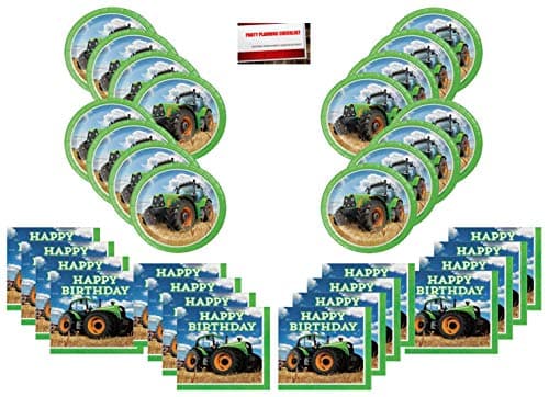 Tractor Time Party Supplies Bundle Pack for 16 Guests (Plus Party Planning Checklist By Mikes Super Store)