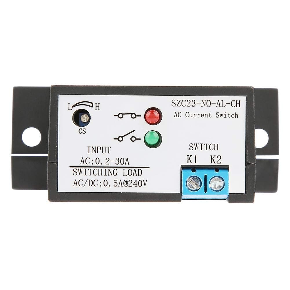 Current Sensing Switch, Normally Open AC Current Switch Adjustable 0.2-30A SZC23-NO-AL-CH for AC Measurement Monitoring Electronic of Automatic Control System