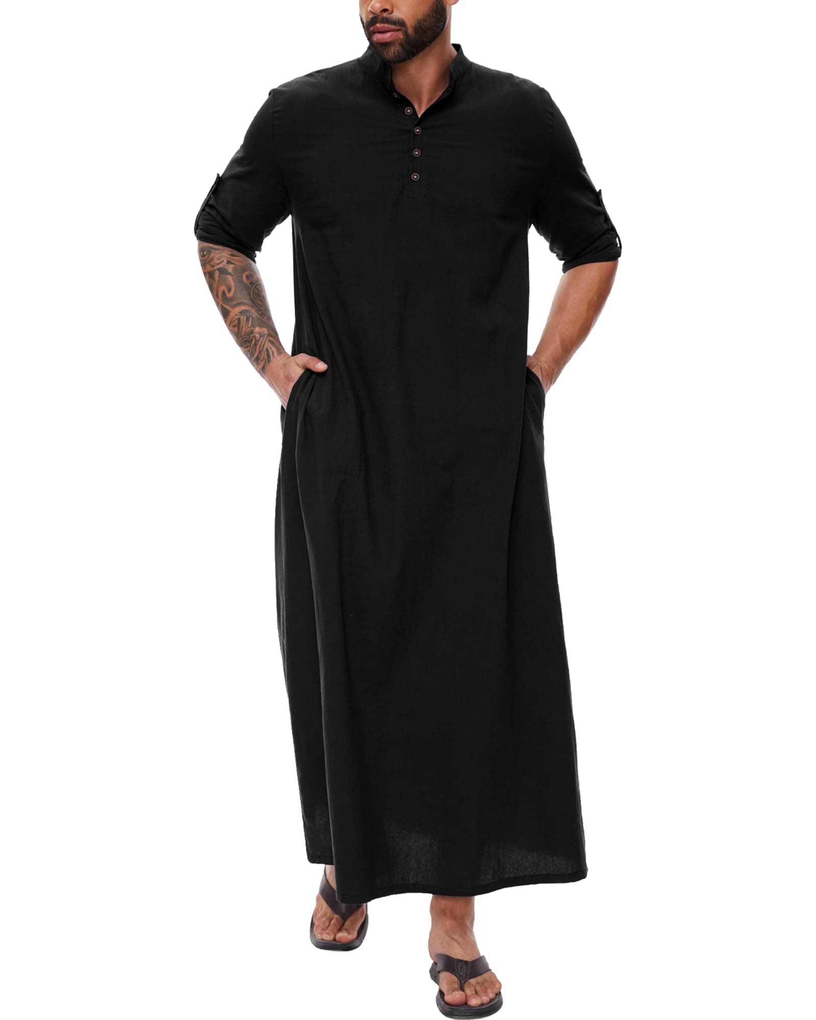 Kaftan for Men - Button Down Islamic Thobe Arabic Robes
