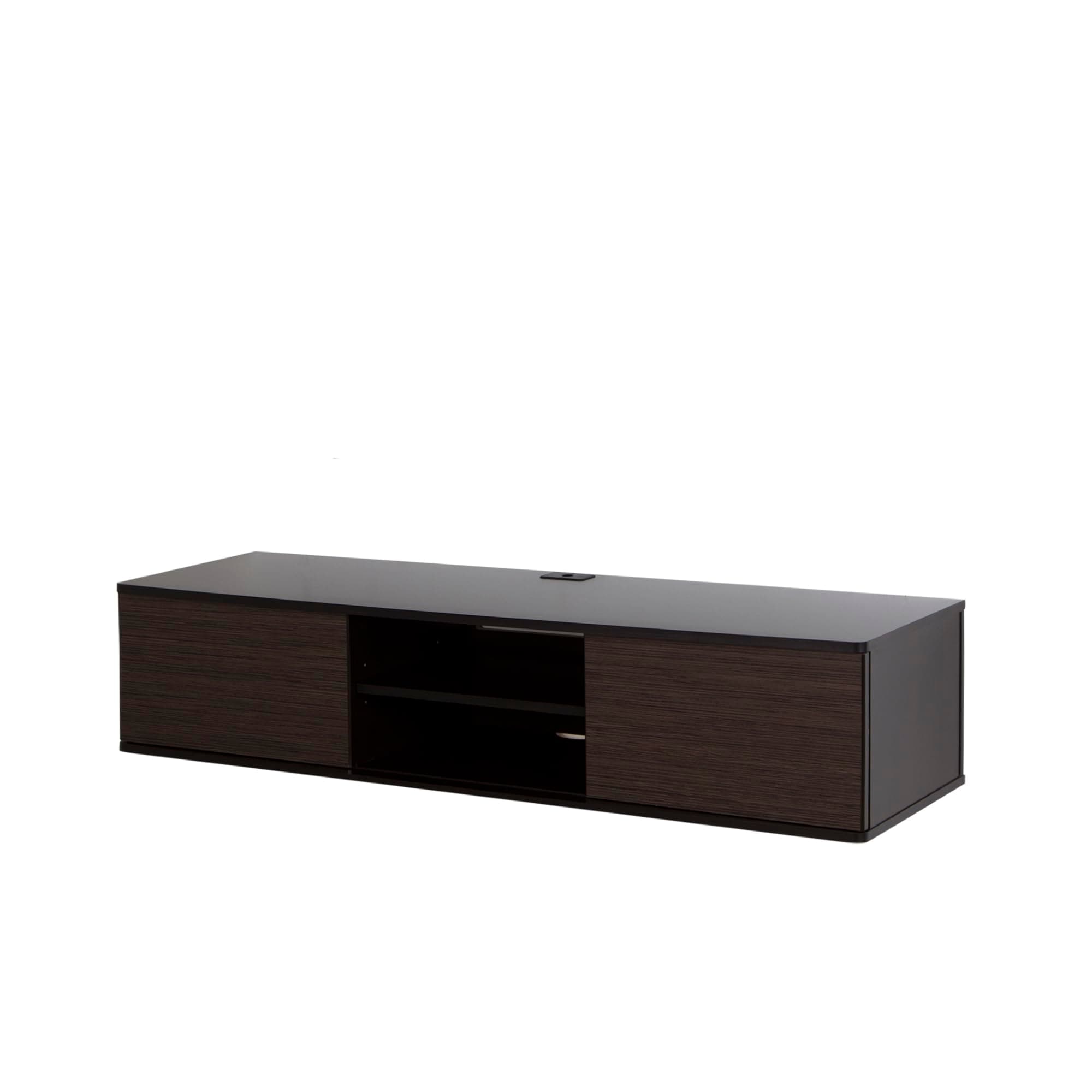 South ShoreFloating Wall Mounted Media Console, Chocolate & Zebrano