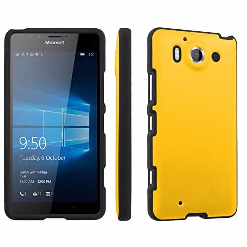 Microsoft Lumia 950 Case, [SkinGuardz] Black Form Fit Fancy Protection Case - [Hot Yellow] Print Design