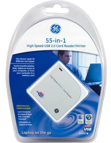 GE 55-in-1 USB 2.0 High Speed Card Reader/Writer - 20601 + USB Extension Cable