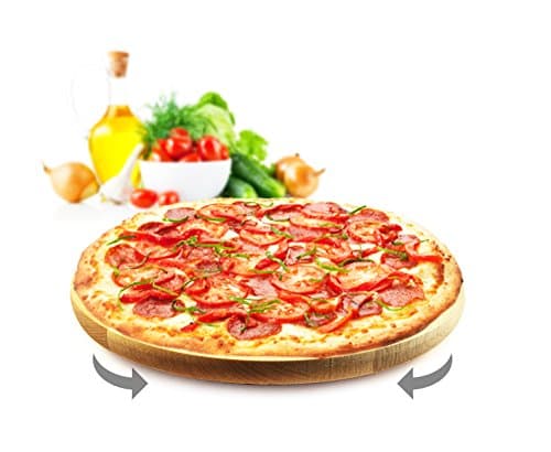 Sendez Turntable Pizza Plate Diameter 30 cm Rotating Wooden Plate Turntable Beech Cheese Plate