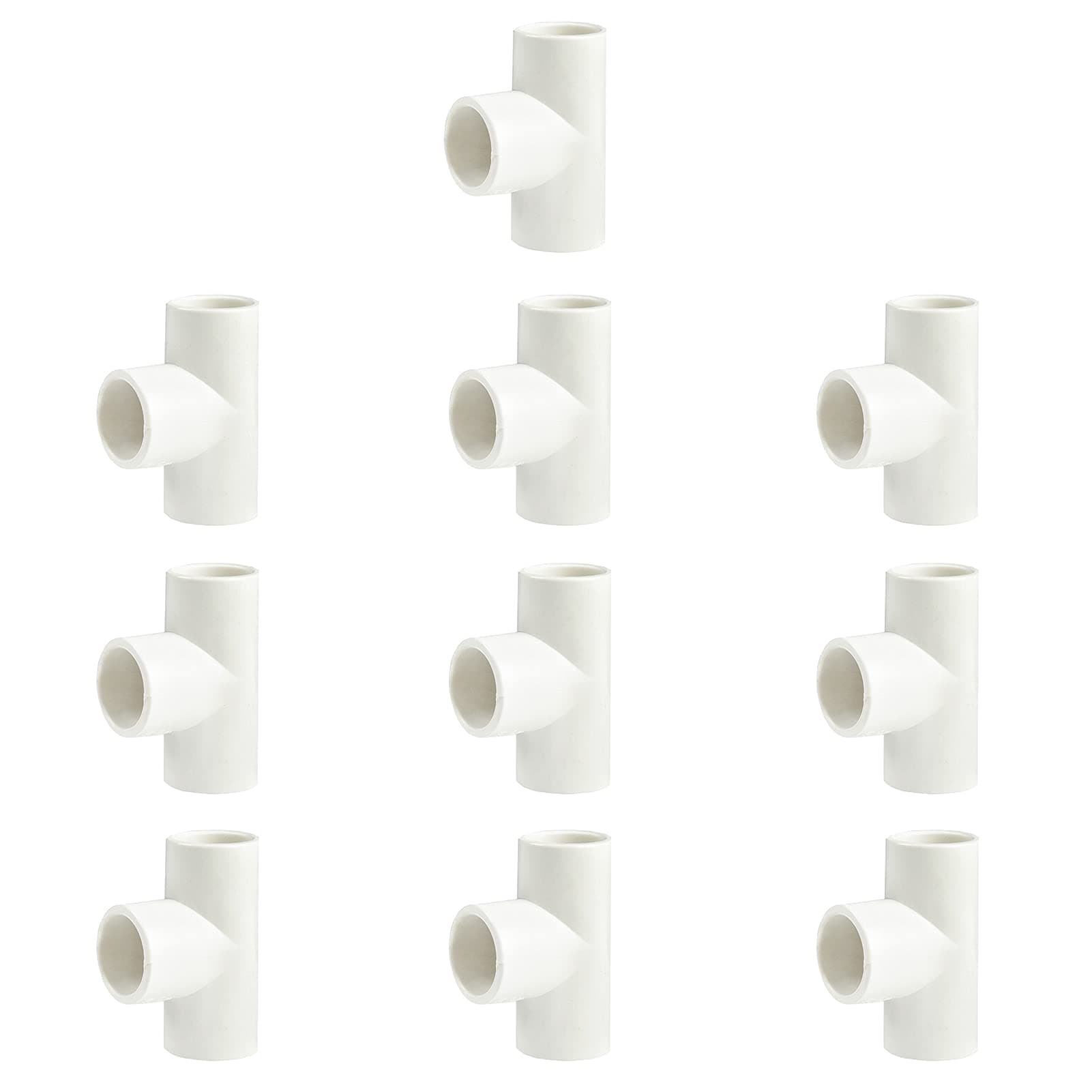 1/2" 10pcs 3-Way Tee PVC Fittings Coupling Adapter(Socket x Socket x Socket) SCH40 ASTM D2466-10pack (0.5 In)
