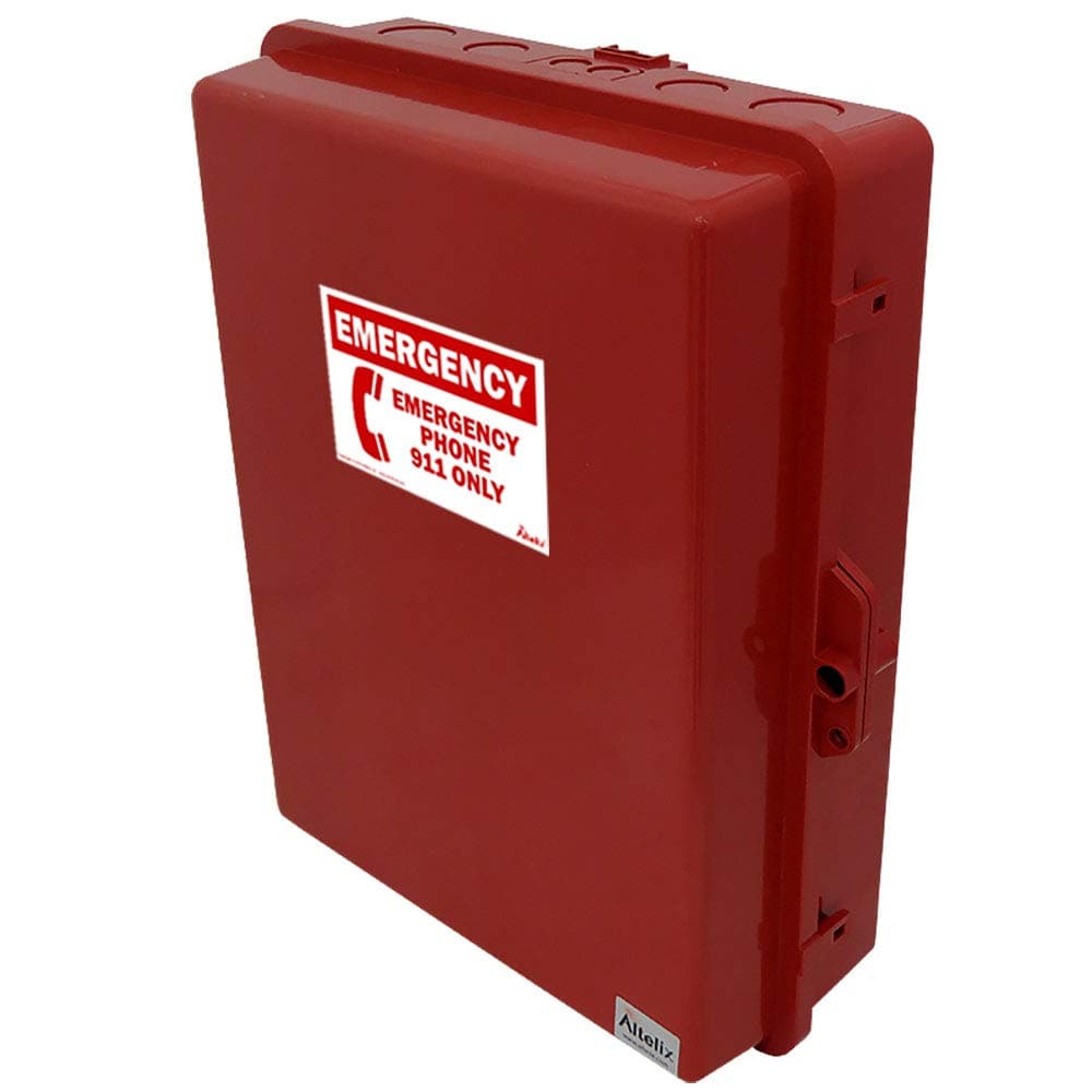 Red Outdoor Weatherproof Emergency Phone Call Box (14" x 11.2 x 4.0" Inside Space) Polycarbonate + ABS NEMA 3X