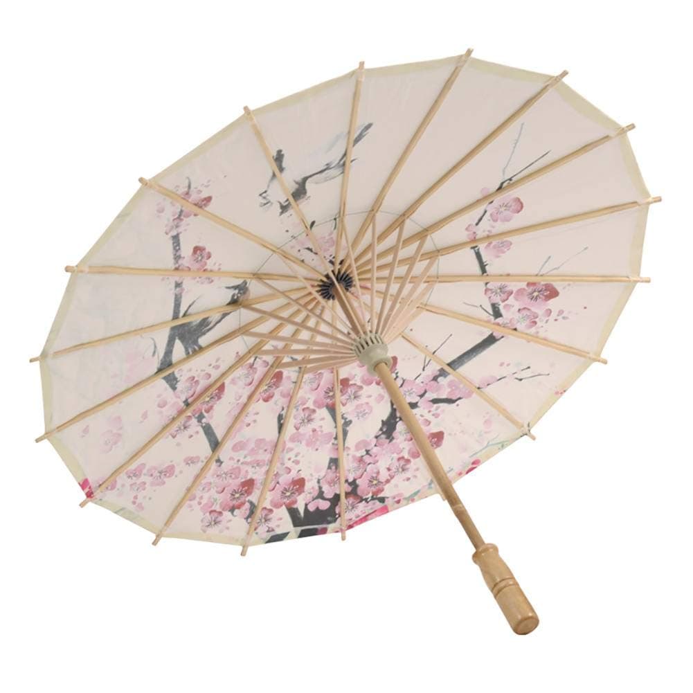 DSDY Oil-Paper Umbrella (Plum Flower & Bird) Handmade Chinese/Japanese Style Vintage Silk Fabric Umbrella Parasol Plum Couple Birds
