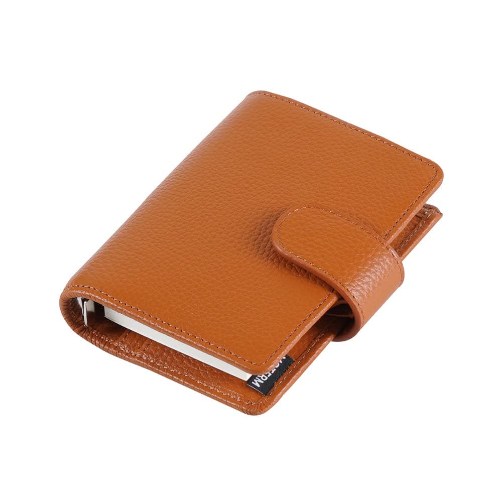 Moterm A8 Regular Rings Planner - Genuine Leather Binder Organizer Wallet (Pebbled-Burnt Orange, 15mm Ring)