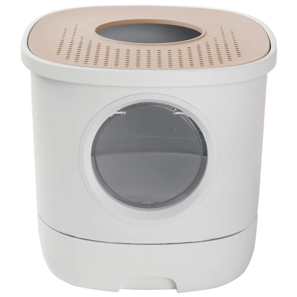 Kispets Portable Pet Litter Box, Semi-Enclosed Top-Out Litter Box, Suitable for Large, Medium and Small Pet Cats (Pink)