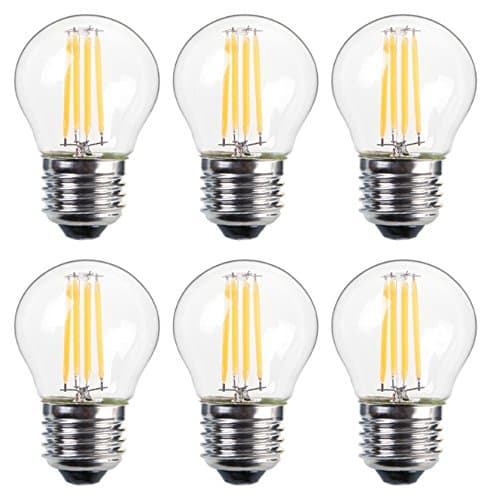 6PACK Vintage LED Filament Bulb G45-4W LED Light Bulb, Medium Screw E27 Base, Clear Warm White 2700K, LED Edison Bulb 40W Equivalent, 220VAC, Dimmable