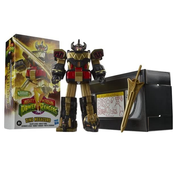 Mighty Morphin Power Rangers Megazord 7 inch Classic Figure Collector Set (Dino Megazord (Black & Gold))