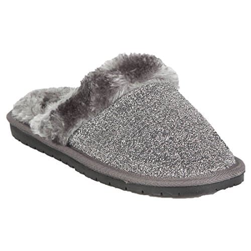 Hounds Women's Frosted Memory Foam Scuffs, Black, 5 B(M) US Adult