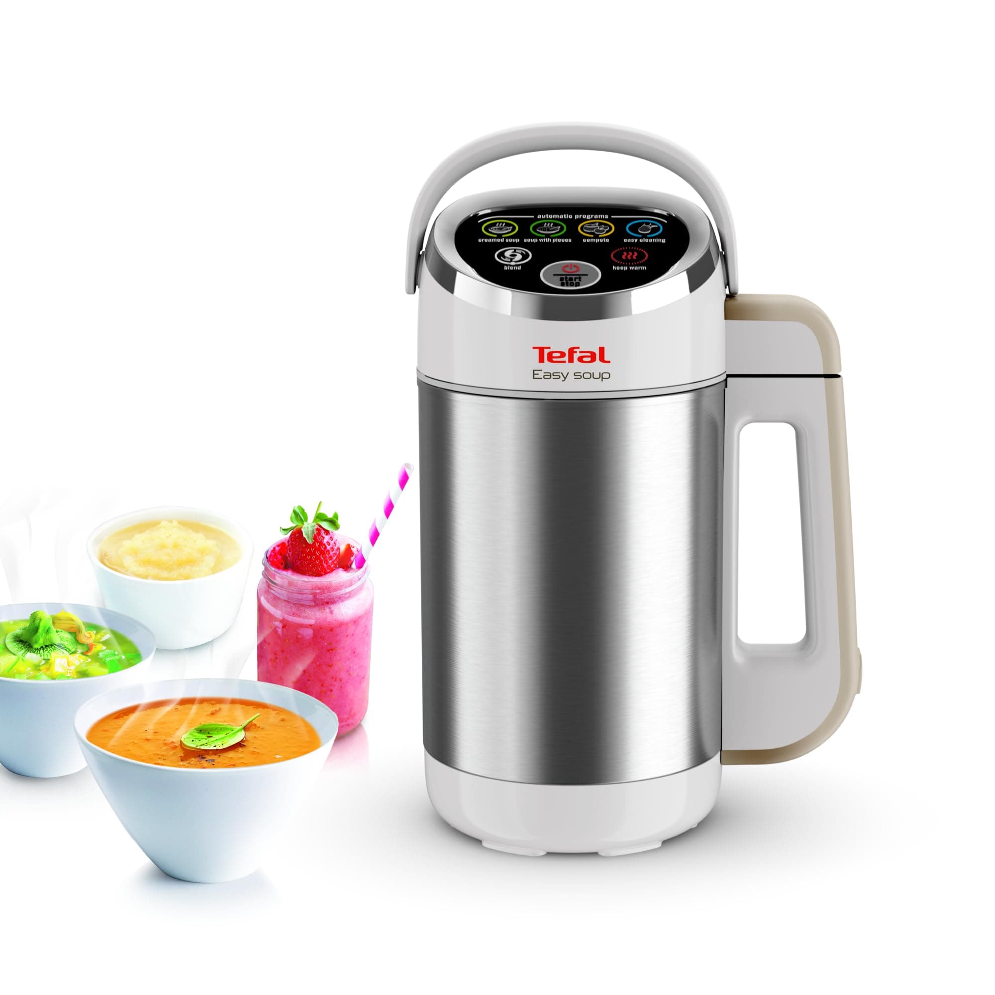 MOSAJIE Tefal Easy Soup Metal and White, BL841140, 1.2 L Capacity (Serves 4) with Four Automated Cooking Programmers by Tefal