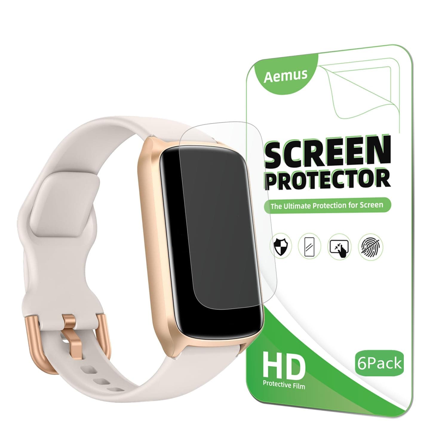 AemusScreen Protector Compatible for Amzhero Fitness Tracker 1.47" (6 Pack) HD Clear TPU Film, Compatible for Runfit D26 Fitness Watch