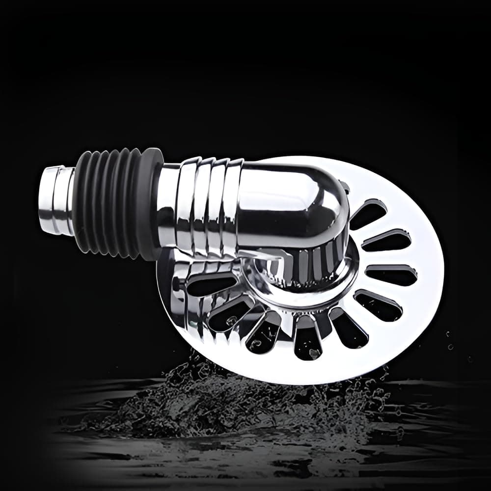 Anti Overflow Water Floor Drain with Easy Connector for Washing Machine Outlet, Deodorant Joint Pipe Elbow with Rubber Washer - Silver (ABS + SS+ Rubber)