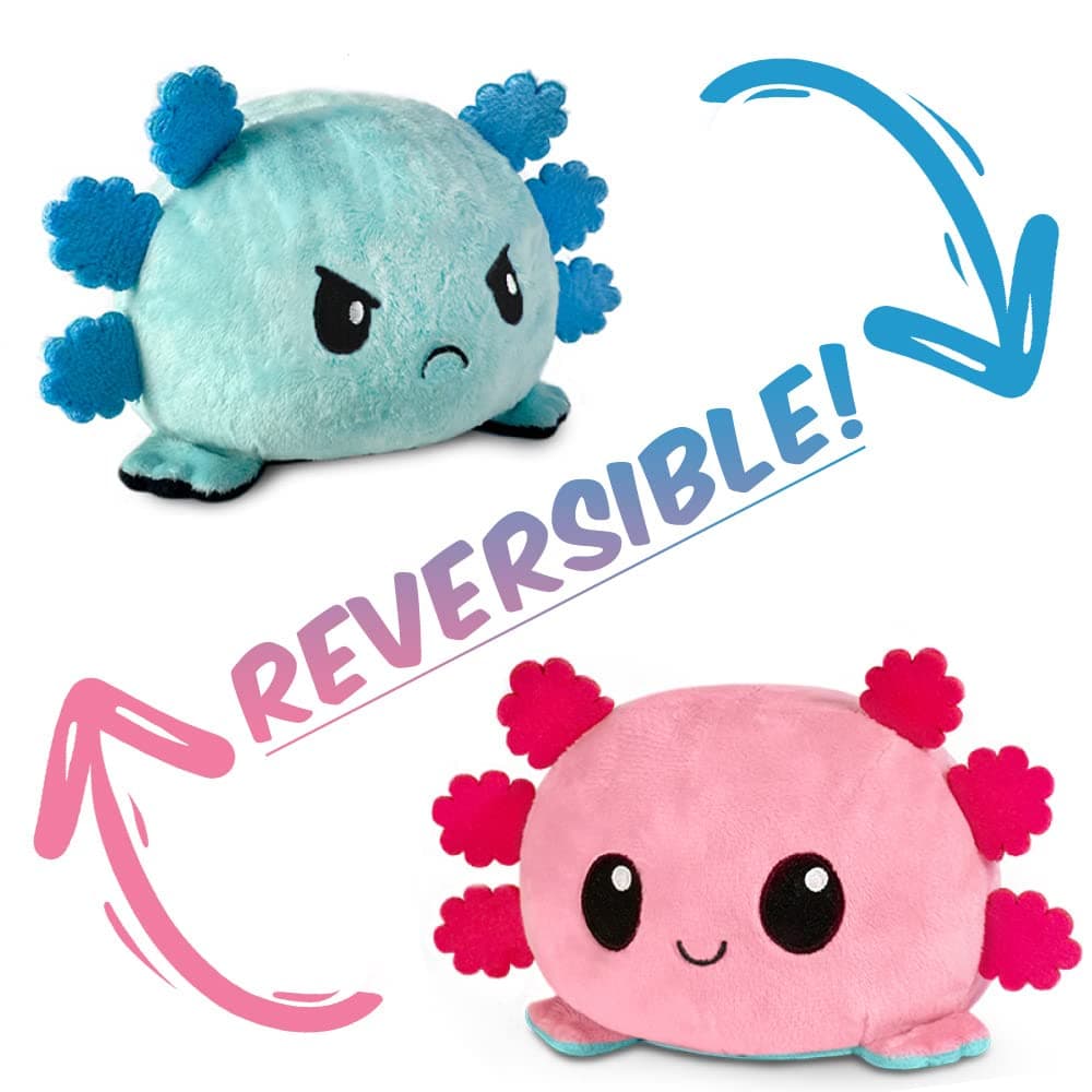 Thedttoy Reversible Axolotl Plushie Cute Axolotl Plush Toy Happy Angry Mood Changing Gifts Show Your Mood Without Saying A Word