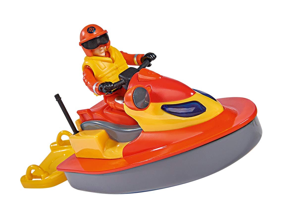 Simba 109251048 Fireman Sam Juno Jet Ski with Elvis Figure, Folding Seat, Floats on the Water, for Children from 3 Years, Multi-Colour, 1 Size