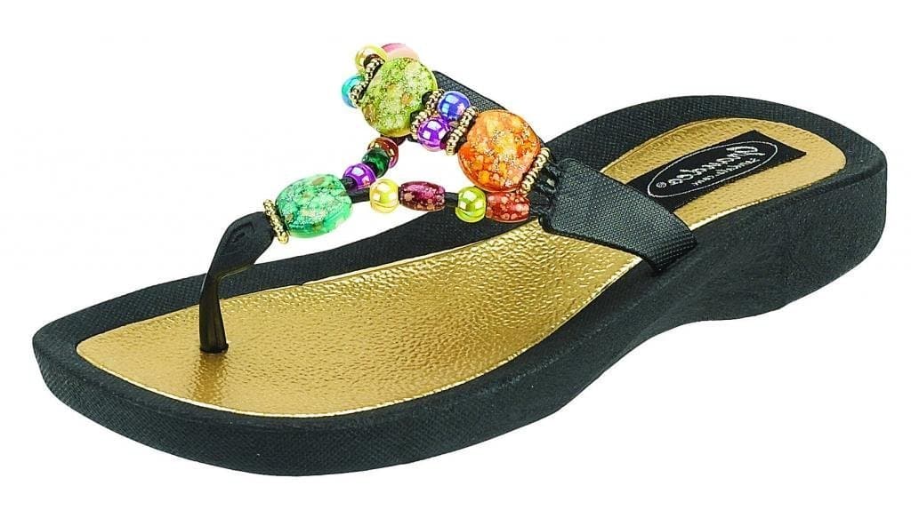 GrandcoWomen's 24768G Marble Deluxe Beaded Waterproof Sole Beach Thong Sandals