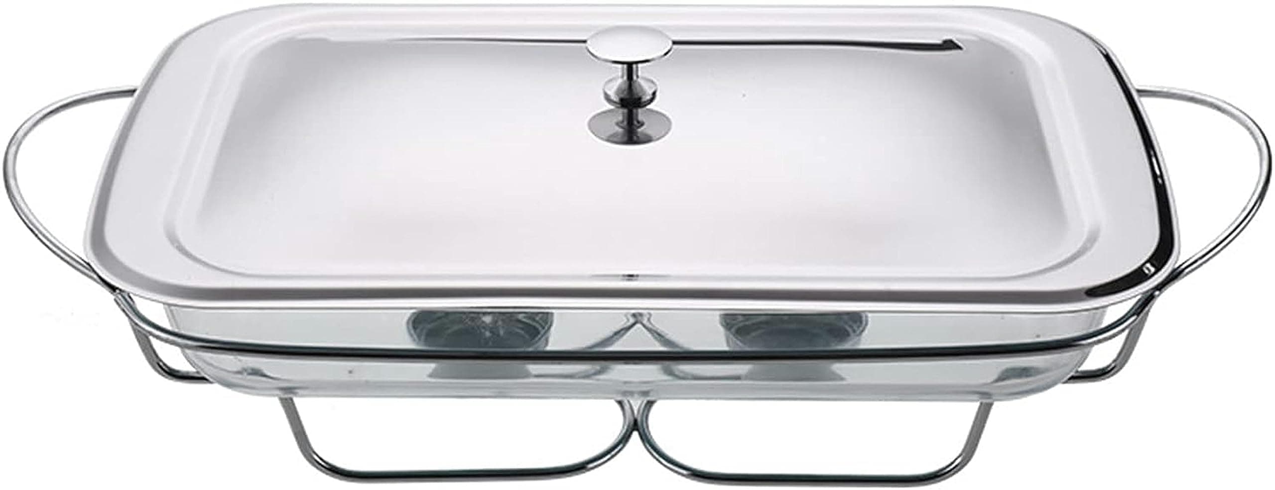 Buffet Server and Heater - Food Heaters for Catering Events, Hot Pot Buffet Set, Buffet Server and Product Radiator, Server with Lid, Hot Plate with Glass Top (Silver 2.2L)