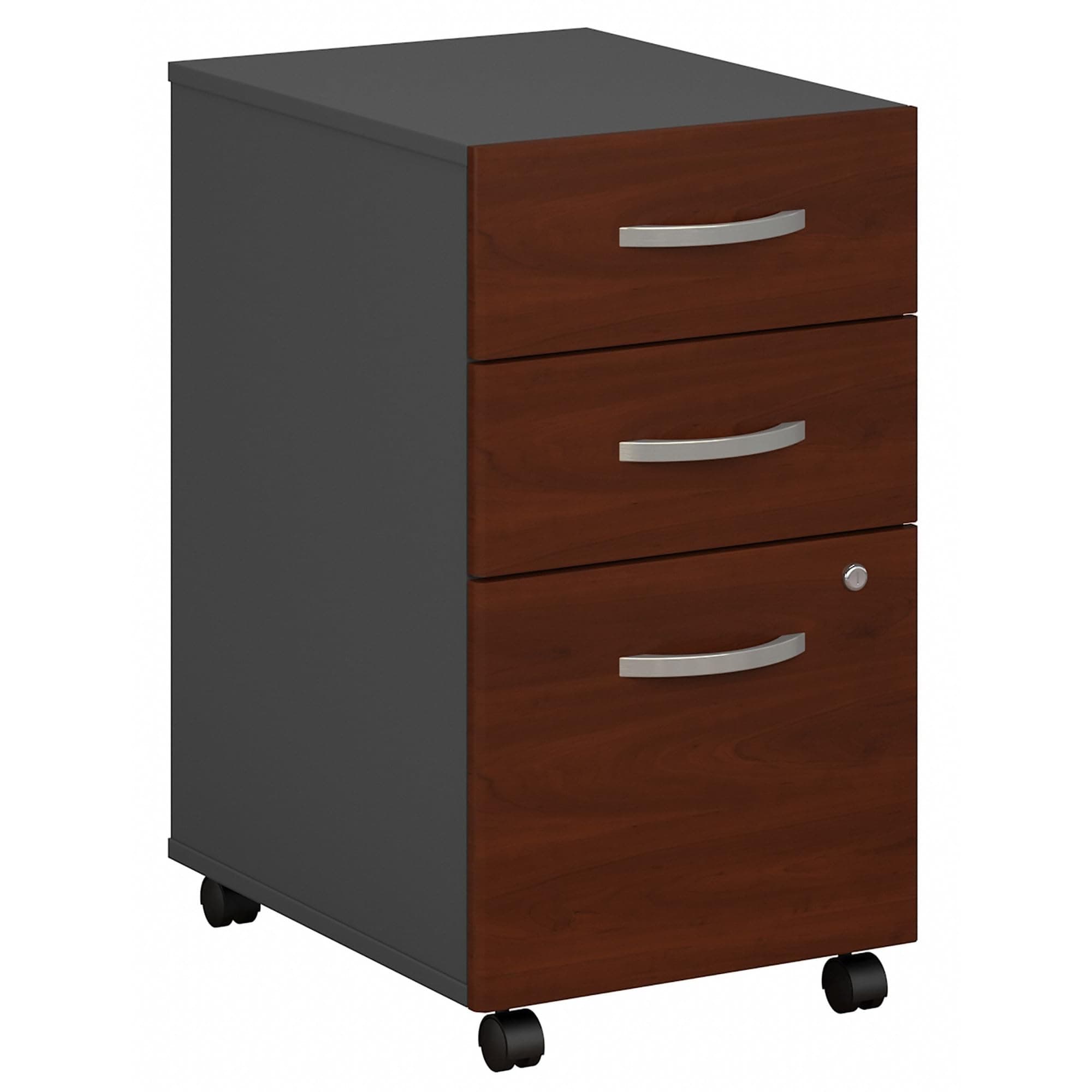 Bush Business Furniture Series C 3 Drawer Rolling File Cabinet, Fully Assembled Under Desk Storage with Wheels for Home and Professional Office, Hansen Cherry