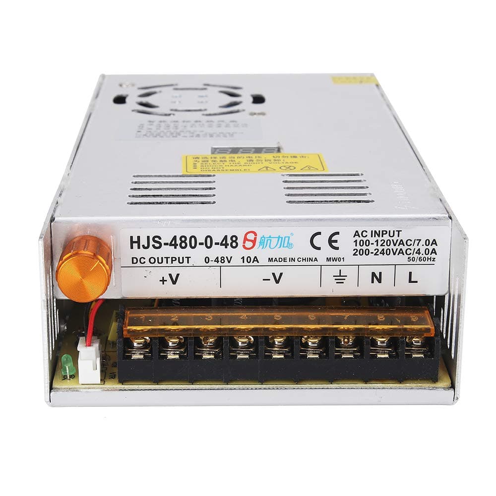 Adjustable DC Power Voltage Converter AC 110V-220V to DC 0-48V 10A Module Switching Power Supply Digital Display 480W Voltage Regulator Transformer Built in Cooling Fan