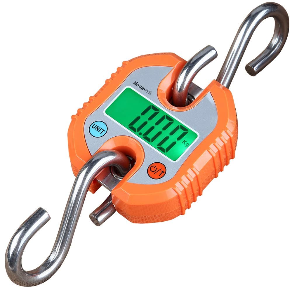 Digital Hanging Scales 300 lb 150 kg Mini Crane Scale Portable Heavy Duty Scales 2 AAA Batteries(Not Included) (Orange)