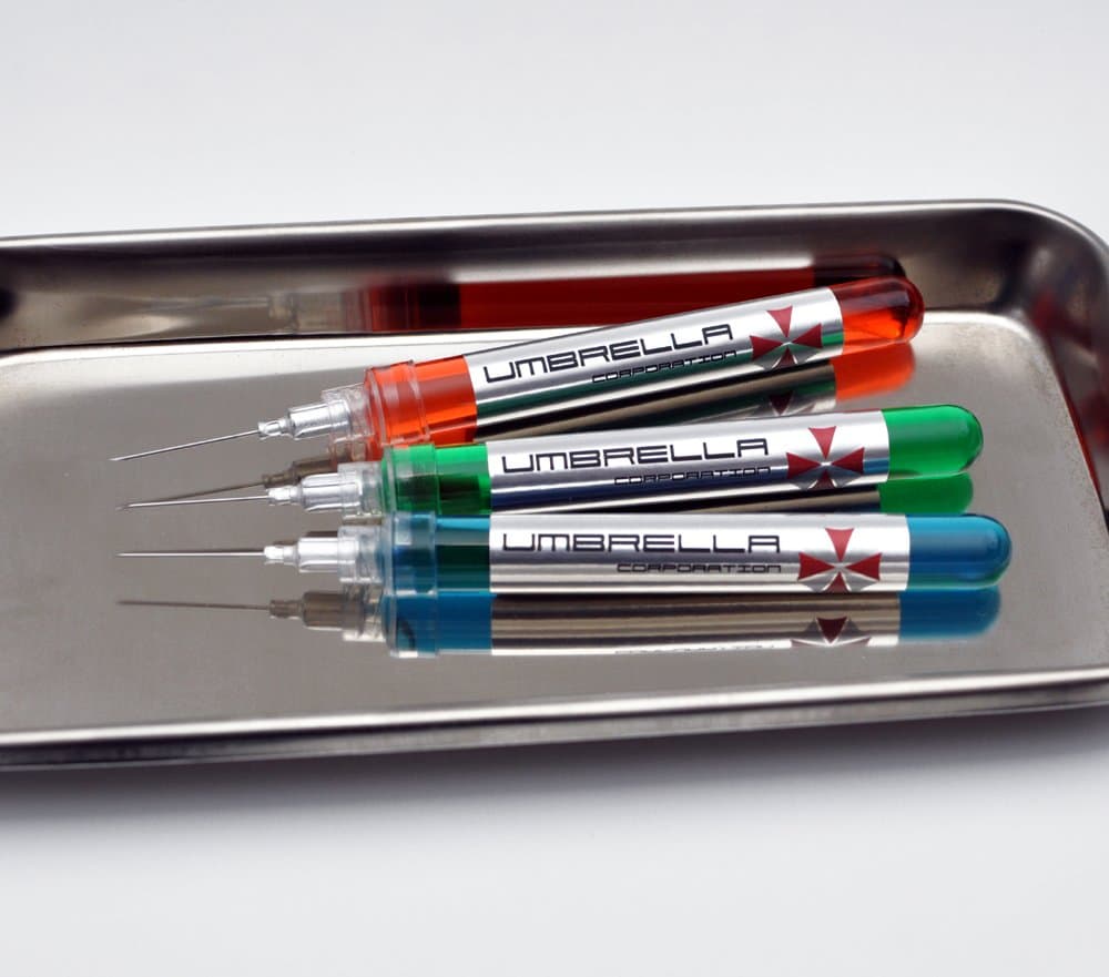 Resident Evil T-Virus, Anti-Virus, Nemesis Auto Injector Novelty prop