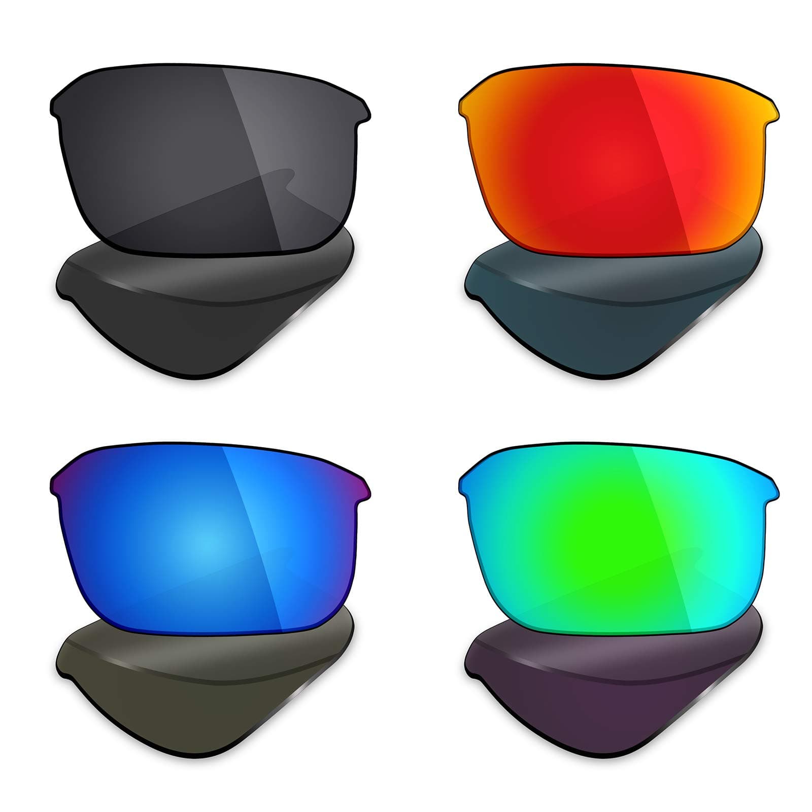 4 Pair Polarized Replacement Lenses for Bose Tempo Sunglass - Stealth Black/Fire Red/Ice Blue/Emerald Green