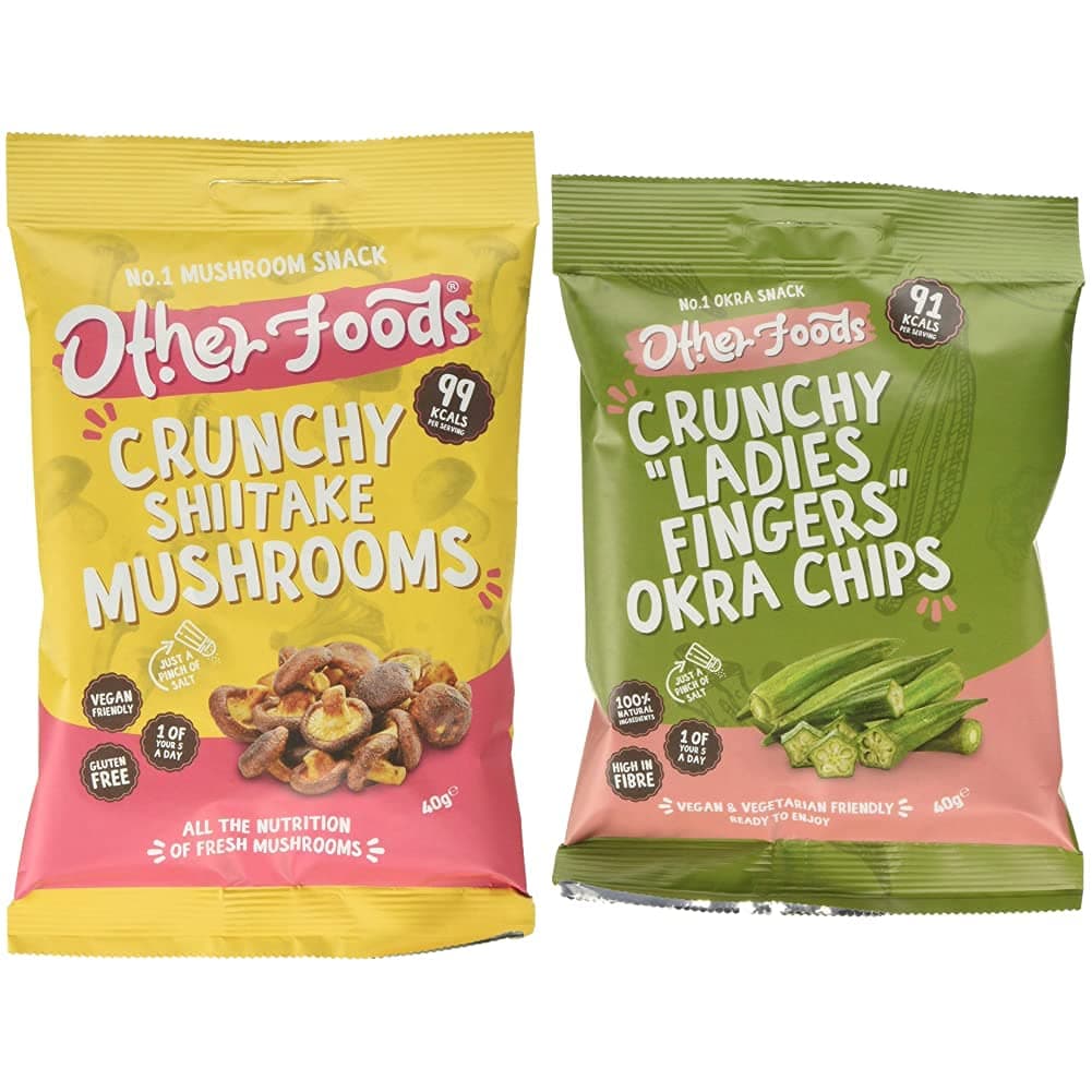 Other Foods Crunchy Shiitake Mushroom Chips, 6 * 40g & Crunchy Ladies Fingers Okra Chips, 6 * 40g
