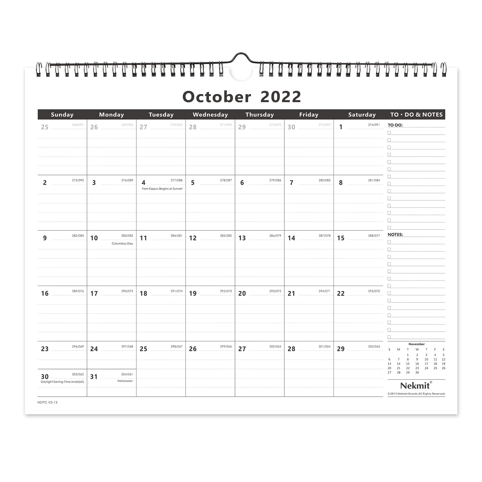 Nekmit 2022-2023 Yearly Monthly Wall Calendar, Family Schedule Calendar for Home Schooling Plan, 15 x 12 Inches, Black