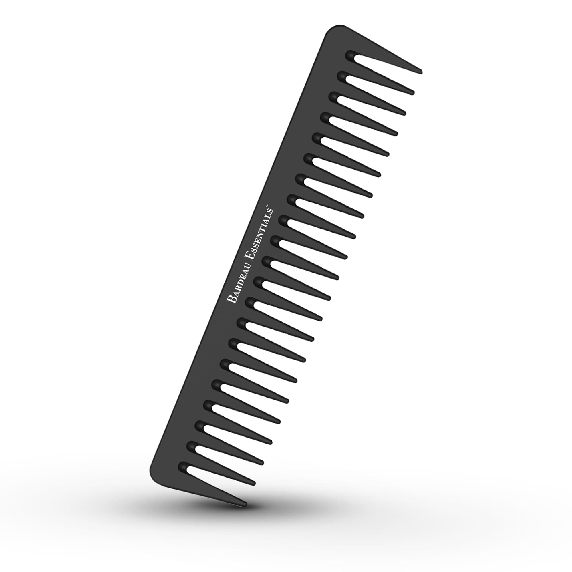 Black Carbon Wide Tooth Detangling Comb (7 Inch) - Professional for Curly, Straight, and Wet Hair - Large Barber Styling Comb for Men & Women