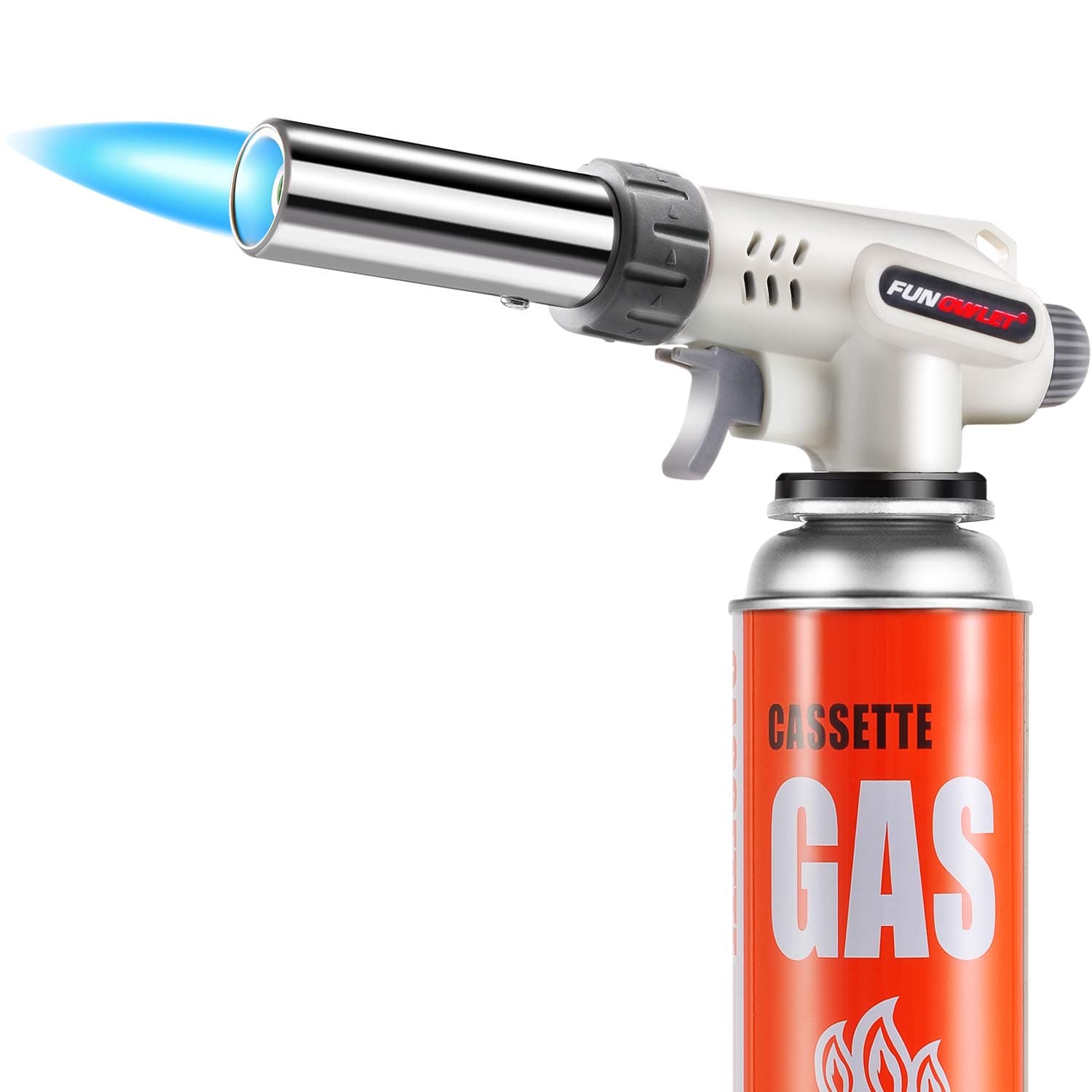 FunOwlet Butane Torch Kitchen Blow Lighter,Culinary Torches Head Professional Chef Cooking Adjustable Flame For Sous Vide,Creme Brulee,Baking,Bbq(Butane Gas Not Included)