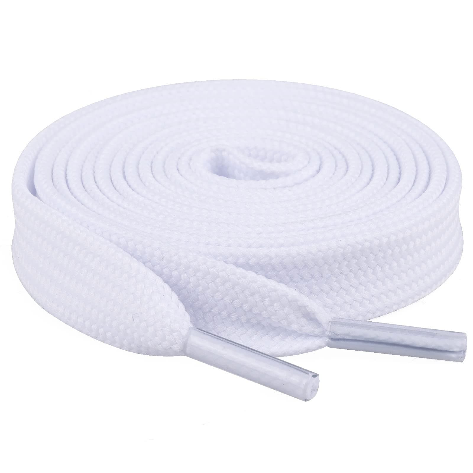 Booyckiy[2 Pairs] Flat Shoelaces for Sneakers, 2/5" Wide Shoe Laces Off White 52 inch(132cm)