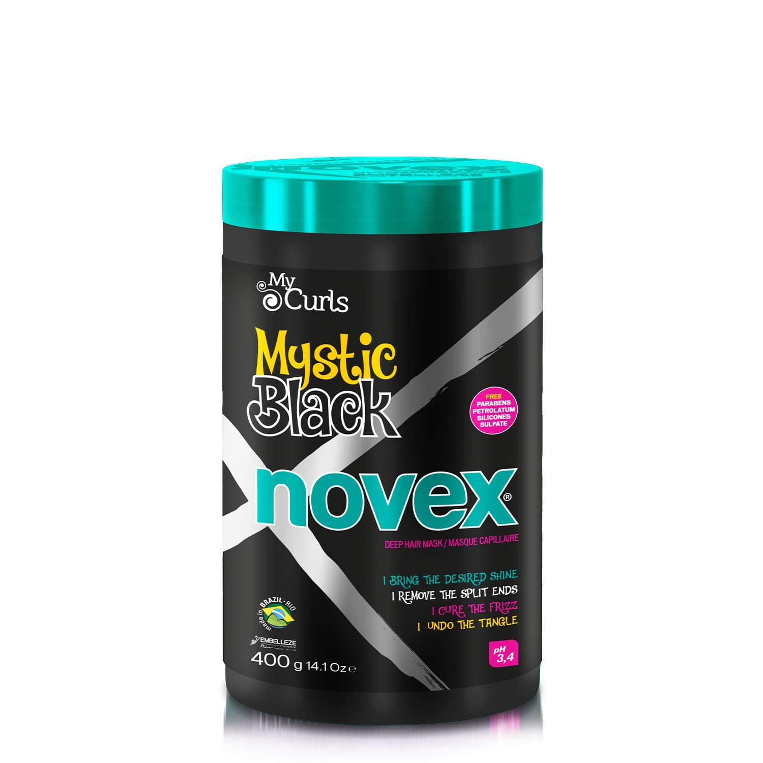 NOVEX Mystic Black Deep Conditioning Mask - Baobab Oil Protects, Adds Moisture, Controls Frizz, Enhances Shine - Rich in Vitamin A, C, D and E - Omega 3, 6 and 9 (400g/14.1 OZ