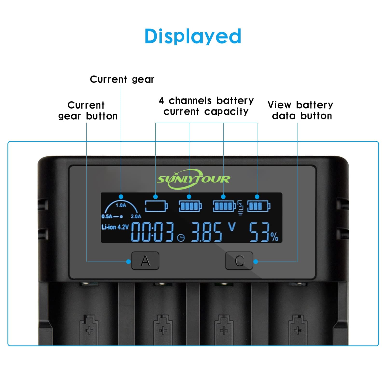 4 Socket 21750 21700 Battery Charger, 4 Socket Nickel-Hydrogen AA 18650 Charger 21700 20700 22700 22650 2650 26700 16340 (RCR 123) 17670 with PCB Protection Sheet Battery