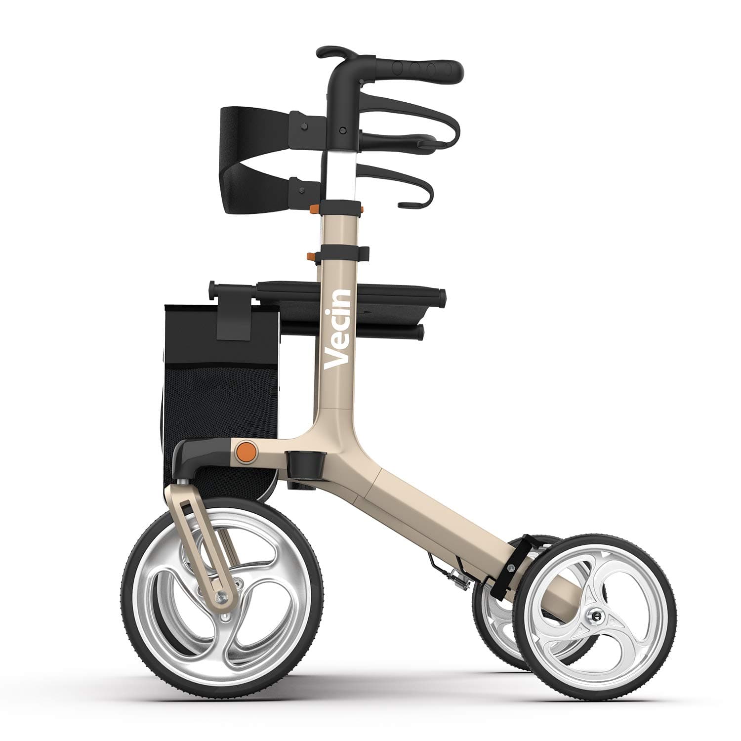 Folding Rollator Walker with Seat & Bag, Height Adjustable & Mobility Lightweight Rolling Adult Walker for Elderly & Senior