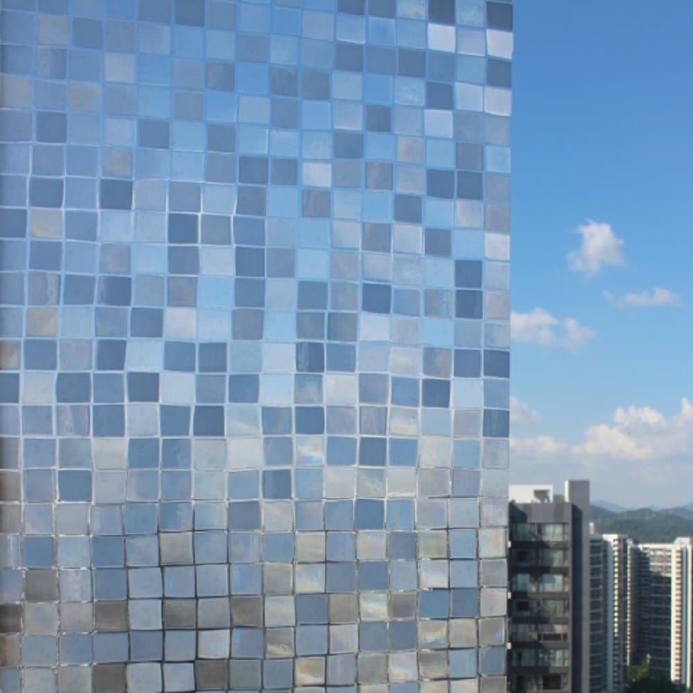 Privacy Window Film Mosaic Decorative Static Cling Anti-UV Glass Film Non-Adhesive for Bathroom Bedroom Home Office 17.7 by 157.4 Inch