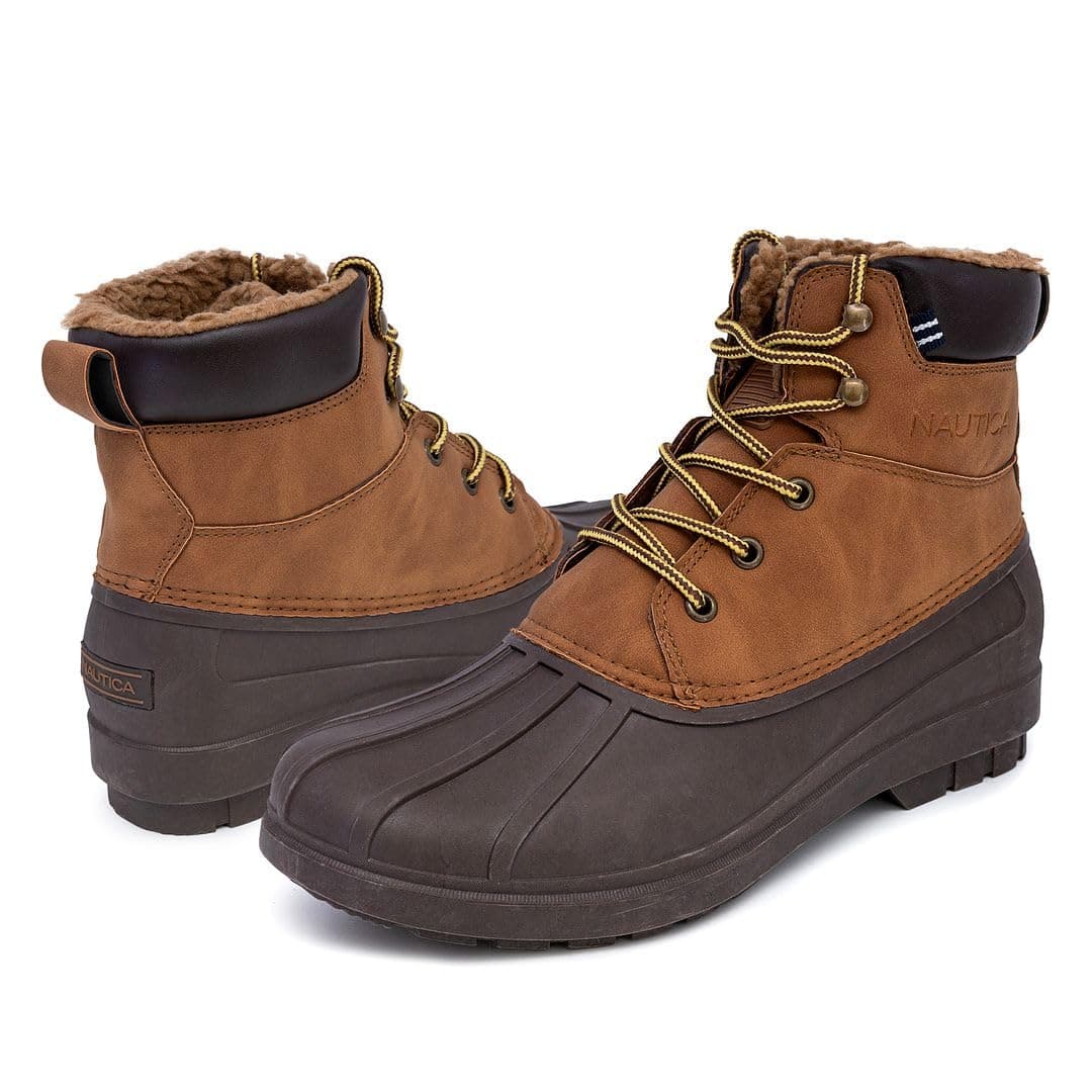 Nautica Men’s Duck Boots Waterproof Shell Insulated Snow and Rain Boot Lace-Up Winter Shoe Channing, Extended Sizes 7–16