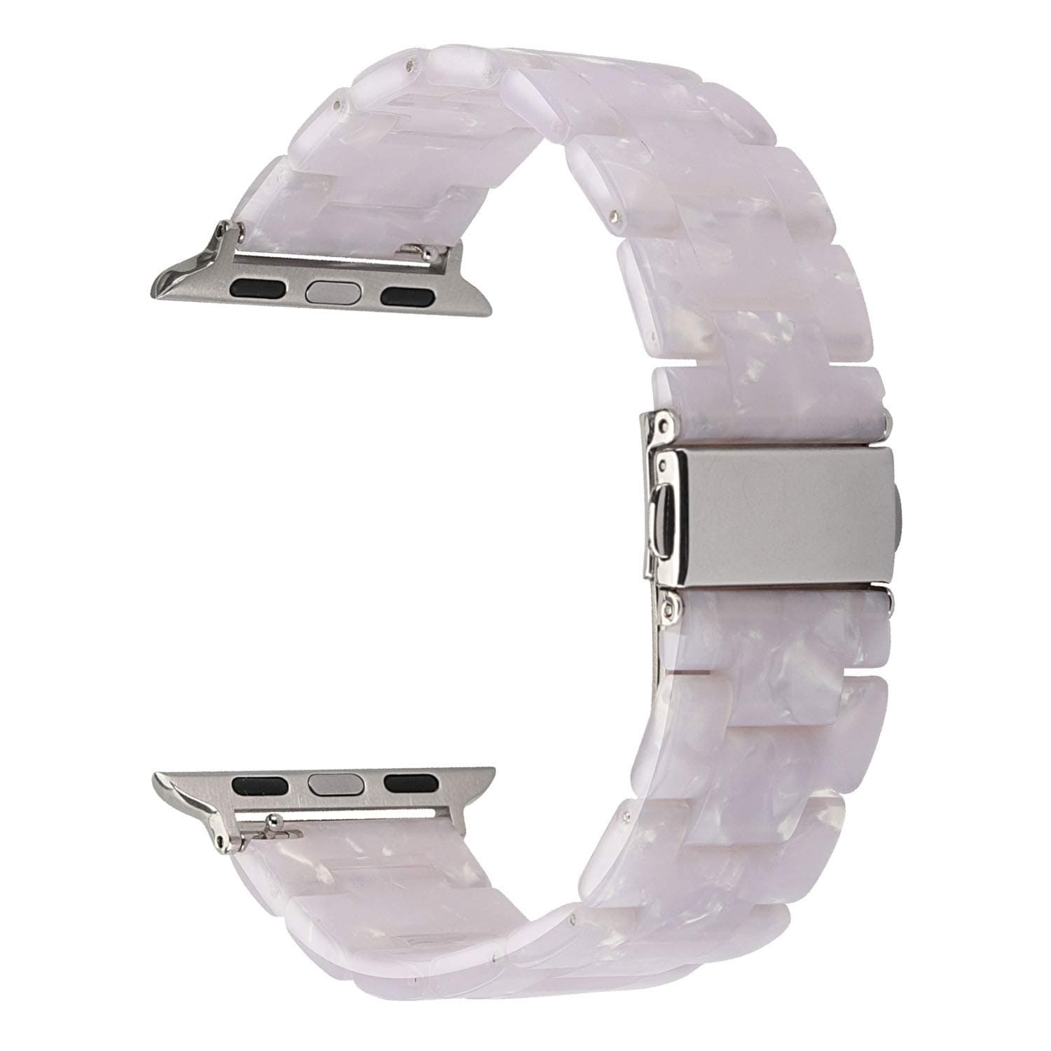 MAIRUI Compatible with Apple Watch Band 40mm 38mm, Series 6/5/4 Slim Resin Bracelet Wristband Lightweight Strap Replacement for iWatch Series 6/5/4/3/2/1, Sport/Edition (Pearl White)