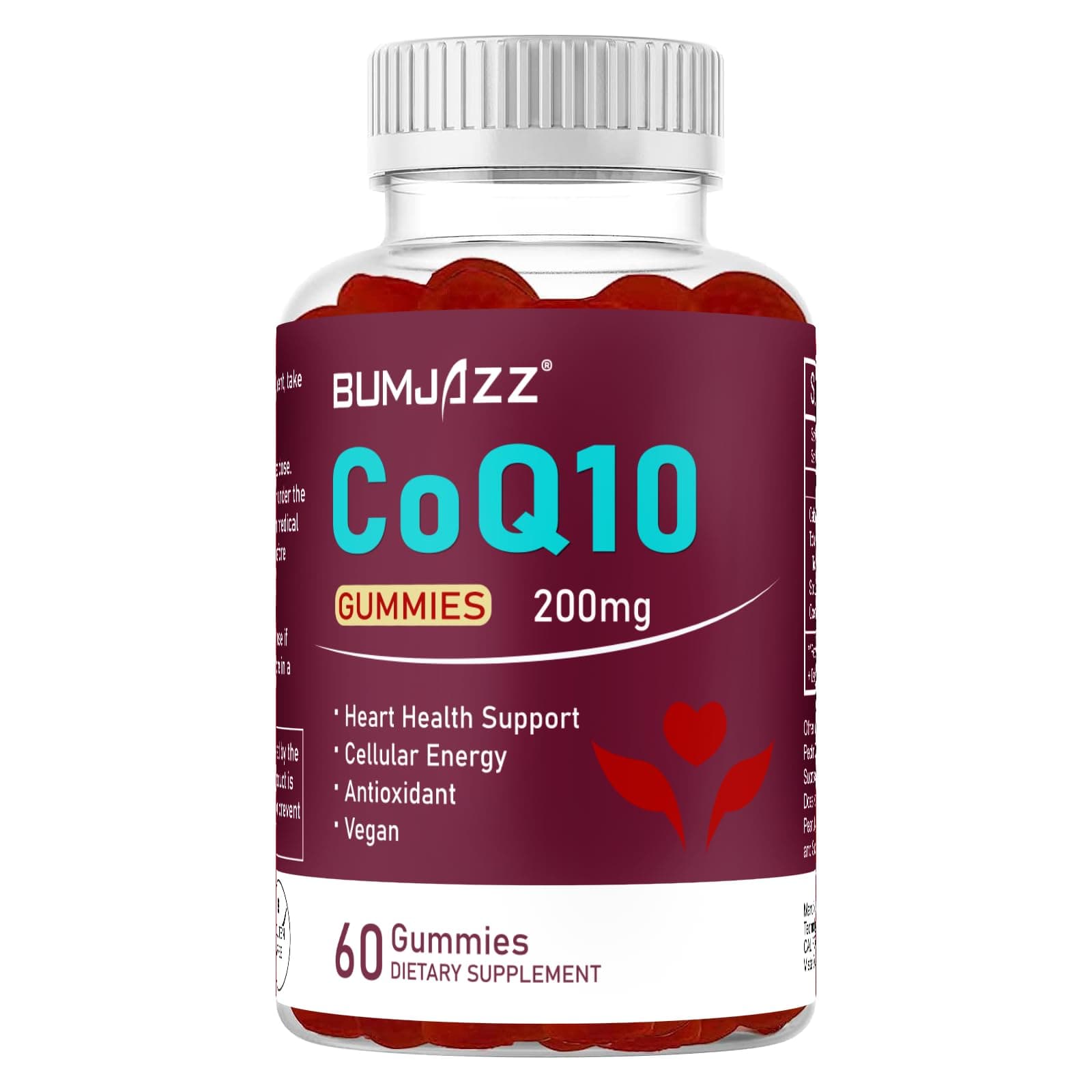 High Absorption - CoQ10 Gummies 200mg - Non-GMO - Gluten-Free - Coenzyme Q10 - CoQ10 Gummies - 60 Count - Raspberry Flavored