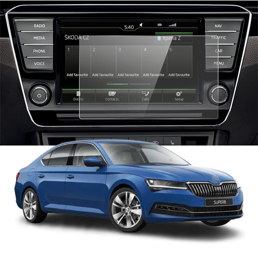 LF Car Skoda Superb Sport-line, L and K, Accessories Navigation, Music System Stereo Touch Screen Guard (8 inches, Company Fitted, Clear)