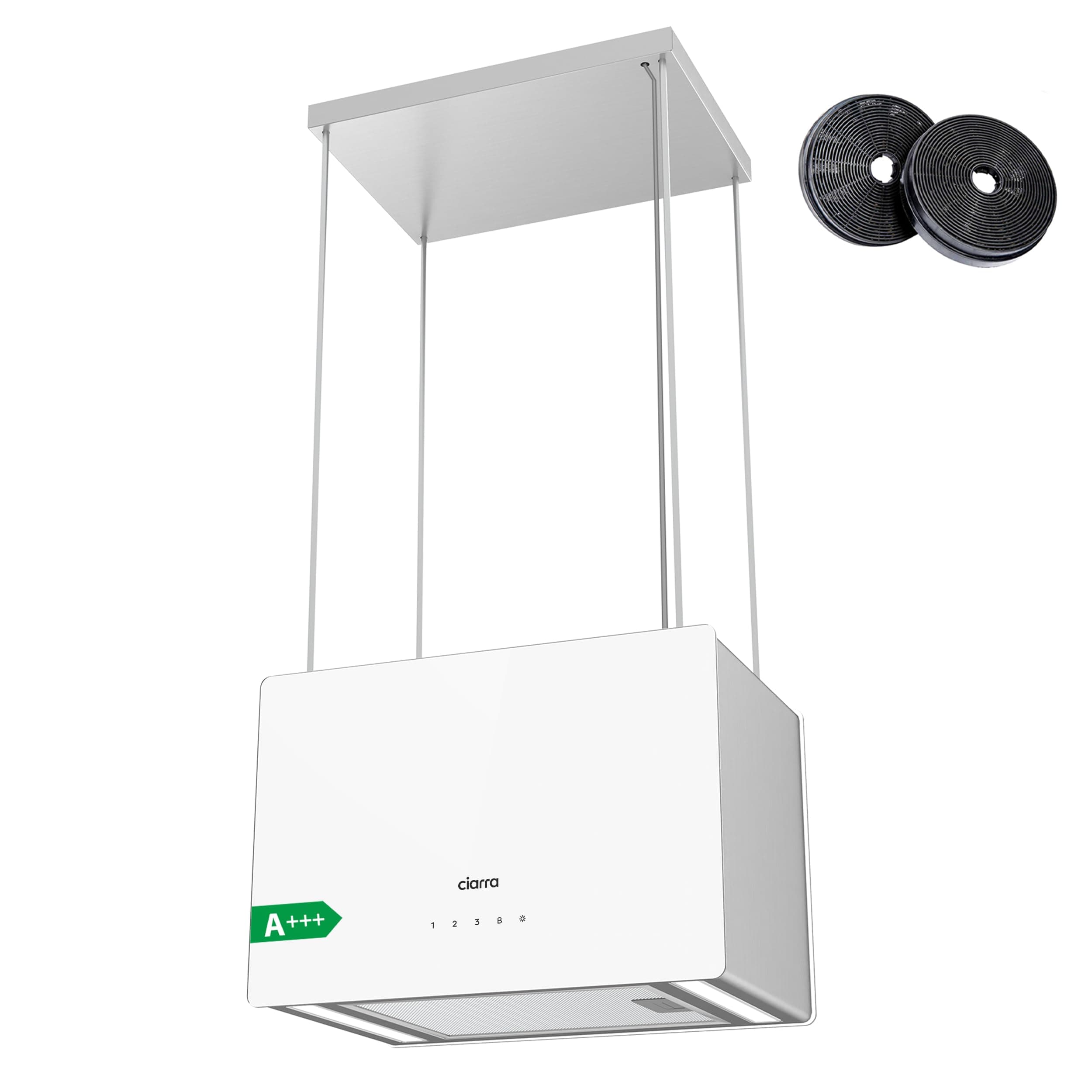 Island Cooker Hood 48cm 700m³/ h CBCS4850 LED Display WIFI&Touch Control Ceiling Hood 4-Speed with Booster Recirculating&Ducting Kitchen Extractor Fan